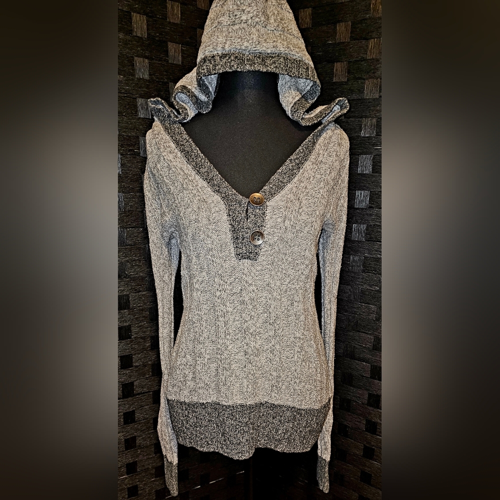 Maurices Heathered Gray Buttoned Hoodie
